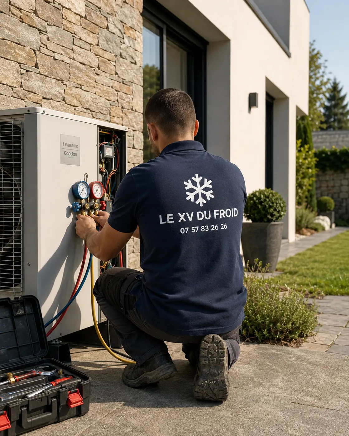 Technicien Le XV du Froid en intervention climatisation en Île-de-France